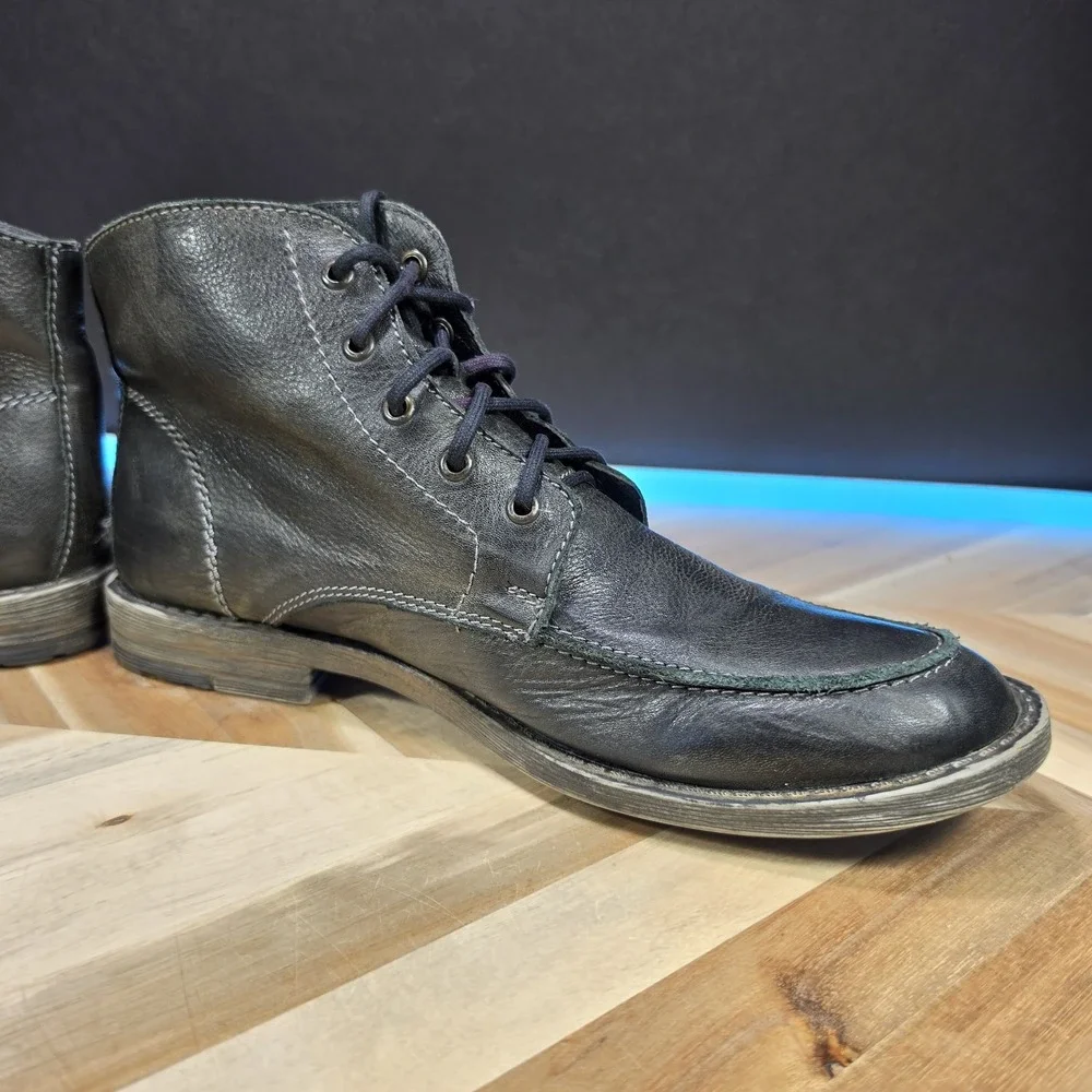 BED|STU Curtis II Chukka Boots Men's 12 Black Leather Lace Up Ankle Moc Toe